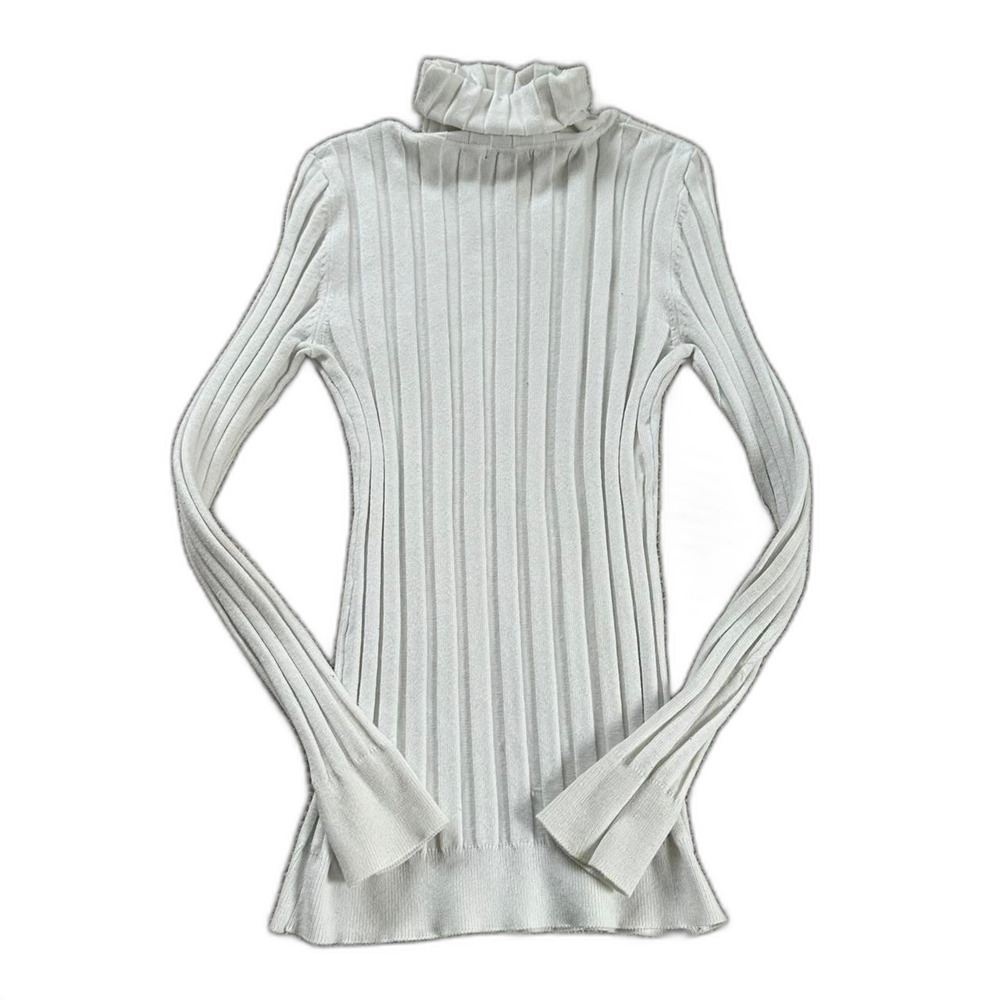 2000s cotton ribbed mock neck henley